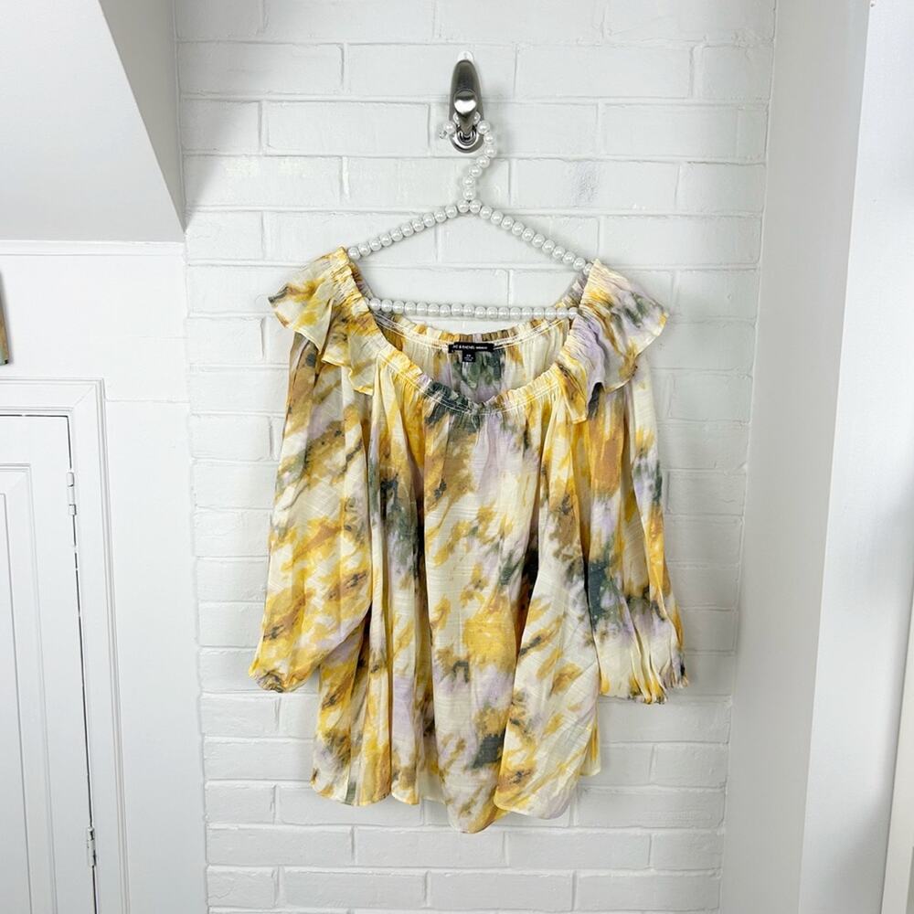 Zac & Rachel Woman Plus Size Yellow Tie Dye Top 2X
